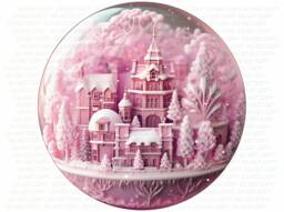 Pink Christmas Sign, Xmas Wreath Xmas, Wreath, Pink Snow Globe Snowglobe - thumbnail 1