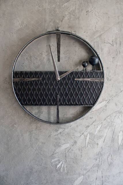 Metal Wall Clock, Interior Round Clock With Two Birds, Industrial Design By Thesteelstylethings - image 1