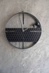 Metal Wall Clock, Interior Round Clock With Two Birds, Industrial Design By Thesteelstylethings - thumbnail 1