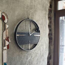Metal Wall Clock, Interior Round Clock With Two Birds, Industrial Design By Thesteelstylethings - thumbnail 3