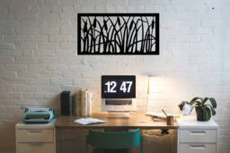 Reedmace Metal Wall Art Lake View Steel Hanging - 70x39cm - thumbnail 1