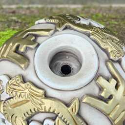 Chinese Concrete Aroma Lamp Oriental Oil Burner Sculpture Asian Lucky Toad Decor Meditation Ornament Zen Garden Art Money Gift - thumbnail 2