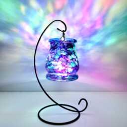 Hand Painted Iridescent Dream Lantern - Celestial Candle Holder With Aurora Light Effect - thumbnail 4