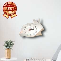 Bunny Rabbit Acrylic Clock - Many Colours Available - Bespoke Shapes & Sizes Made - thumbnail 1