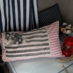 American Flag Pillow Cover Handmade Beach House Home Decor Patriotic Nautical Rustic Cottage - thumbnail 3