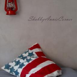 American Flag Pillow Cover Handmade Beach House Home Decor Patriotic Nautical Rustic Cottage - thumbnail 2