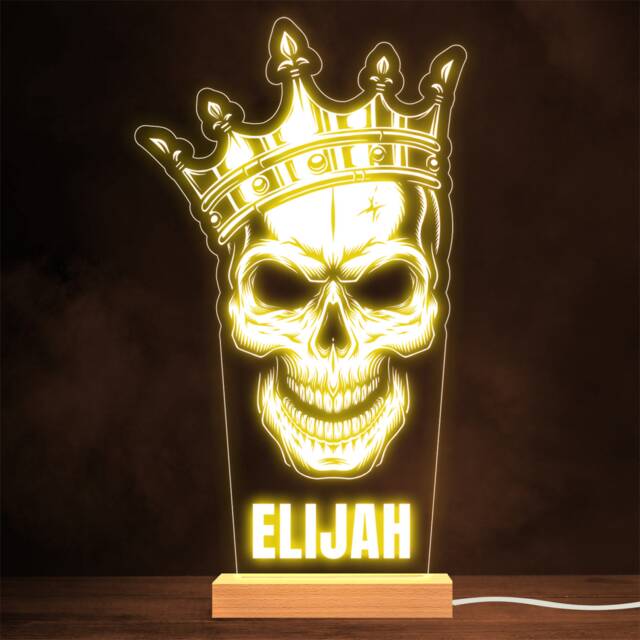 Skull With Crown Gothic Style Alternative Personalised Gift Lamp Night Light - image 1
