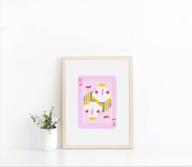 Guinea Pig King Playing Card Print - American Chunky Crown Office Nursery A4 - image 1