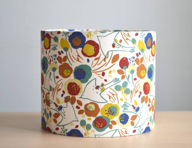 Round Flower & Bird Fabric Lampshade, Floral Print Table Lamp, Suspension, Light Fixture - image 1