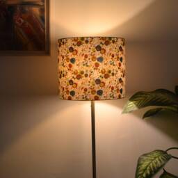 Round Flower & Bird Fabric Lampshade, Floral Print Table Lamp, Suspension, Light Fixture - thumbnail 4