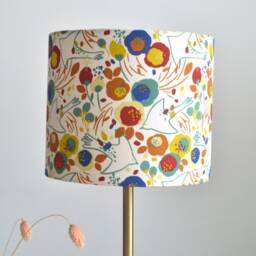 Round Flower & Bird Fabric Lampshade, Floral Print Table Lamp, Suspension, Light Fixture - thumbnail 2