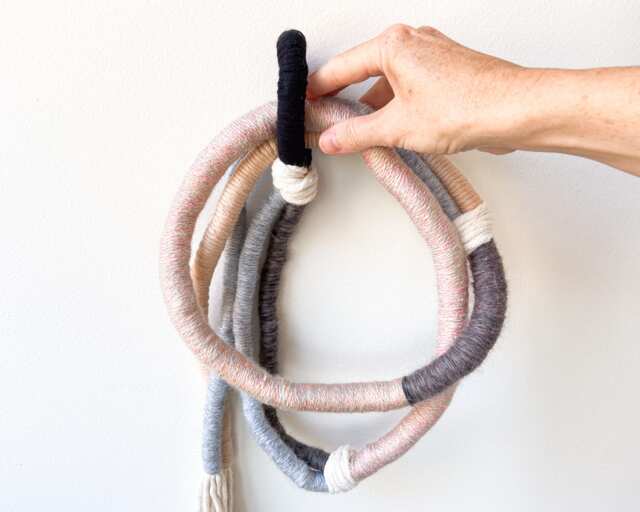 Scandi Boho Rope Sculpture For Wall Decor, Minimalist Knotted Macrame Hanging, Wrapped Fiber Art in Organic Materials - image 1