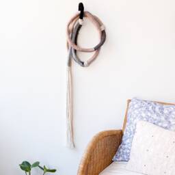 Scandi Boho Rope Sculpture For Wall Decor, Minimalist Knotted Macrame Hanging, Wrapped Fiber Art in Organic Materials - thumbnail 4