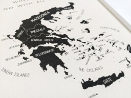 Greek Islands Pushpin Map Personalised Travel Gift Anniversary Cotton Or Linen Framed - thumbnail 1