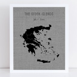 Greek Islands Pushpin Map Personalised Travel Gift Anniversary Cotton Or Linen Framed - thumbnail 3