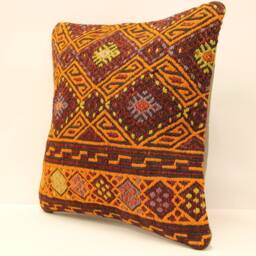 18x18 Kilim Pillow, Handwoven Bohemian Kilim, Sofa Throw Cushion Cover, Home Decor, Kilim Lumbar Pillow 4Kbf-460 - thumbnail 3