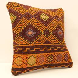 18x18 Kilim Pillow, Handwoven Bohemian Kilim, Sofa Throw Cushion Cover, Home Decor, Kilim Lumbar Pillow 4Kbf-460 - thumbnail 2