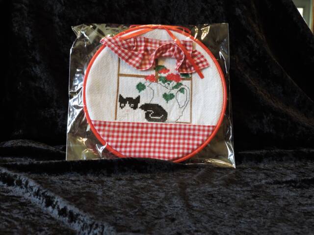 Plastic Framed Completed Cross Stitch Wall/Table Decor New - image 1
