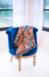 Blue Tiger Throw Blanket Animal Blanket, Cat, Woven Wall Tapestry, Couch Bed Decor - thumbnail 1