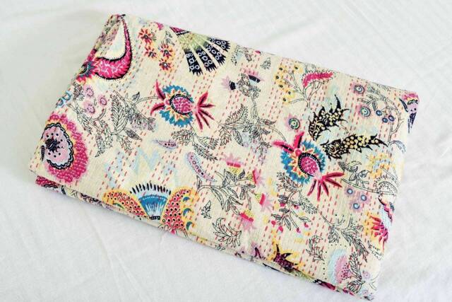 Quilt Indian Quilt Handmade Kantha Bedspread Blanket, Bedcover, Coverlet Size-Multi