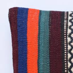 Moroccan Pillow Striped Turkish Boho Kilim Cover 35x35 Navajo - thumbnail 2