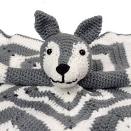 Crochet Attachment Blanket, Baby Star Blanket For Baby Sleeping, Amigurumi Wolf, Newborn Gift - thumbnail 2