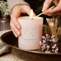 Choose Joy Candle Pink Glass Affirmation Gift, Self Care - thumbnail 2