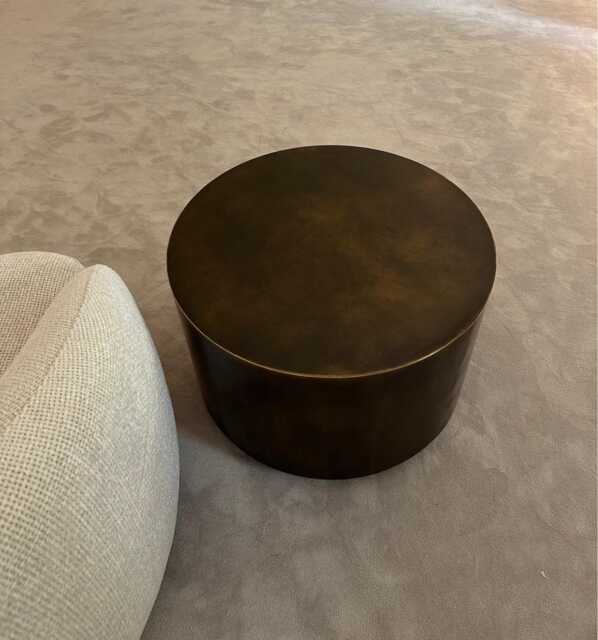 Bronze Patina Drum Side Table Luxury Round Coffee Table - image 1