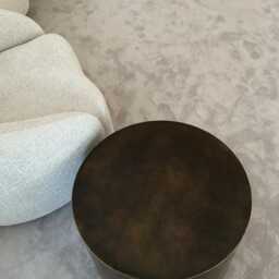 Bronze Patina Drum Side Table Luxury Round Coffee Table - thumbnail 2