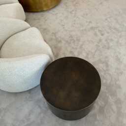 Bronze Patina Drum Side Table Luxury Round Coffee Table - thumbnail 4