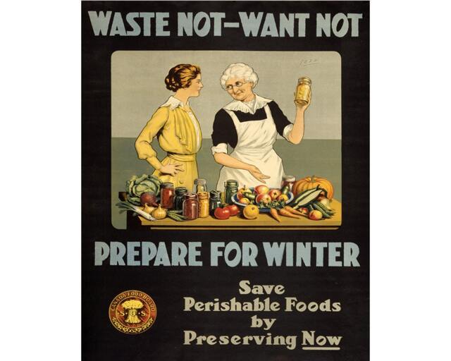 World War Propaganda Waste Not Want Prepare For Winter Vintage Advertising Enamel Metal Tin Sign Wall Plaque