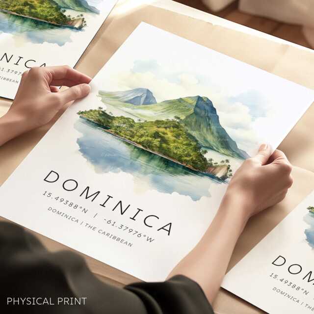 Dominica Travel Print, Caribbean Posters, Wall Art, Islands, Gift, Map Coordinate Gift - image 1