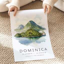 Dominica Travel Print, Caribbean Posters, Wall Art, Islands, Gift, Map Coordinate Gift - thumbnail 2