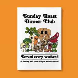 Retro Roast Dinner Club Art Print Funny Kitchen Wall Decor - thumbnail 1