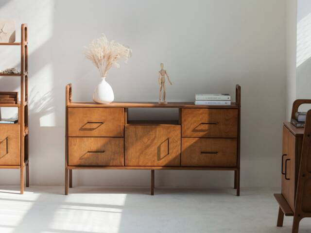 Mid Century Modern Wooden Sideboard Scandinavian Tv Console - image 1