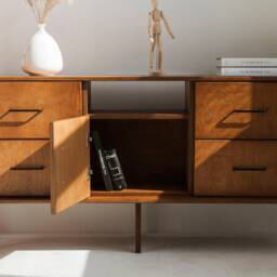 Mid Century Modern Wooden Sideboard Scandinavian Tv Console - thumbnail 2