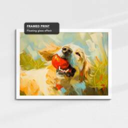 Golden Retriever With Chew Ball Dog Pet Art Oil Painting Framed Poster Print & Canvas Wall Living Home Decor Interior Gift - thumbnail 3