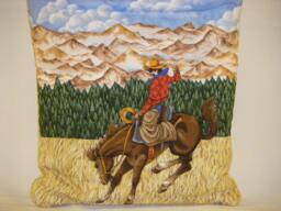 Child's Cowboy Quillow Vintage Western Rodeo Blanket, 38x60 - thumbnail 1