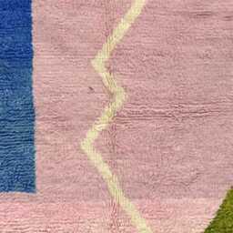 Abstract Moroccan Wool Rug - Large Handwoven Area Carpet Pink, Blue & Green Color Block Design Modern Plush Statement - thumbnail 2
