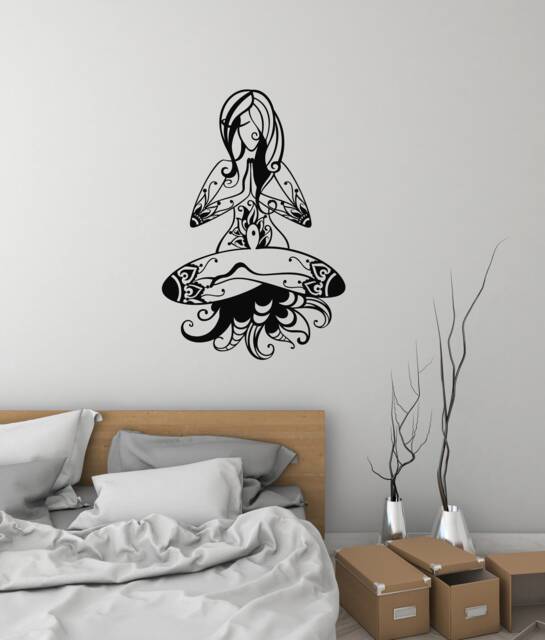 Yoga Woman Vinyl Wall Decal Meditation Room Interior Home Decor Stickers Mural - #2965Di - image 1