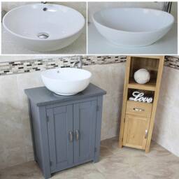 Grey Painted Bathroom Vanity Unit - Quartz Top Marble Basin Choice 310Ggqsbc - thumbnail 2