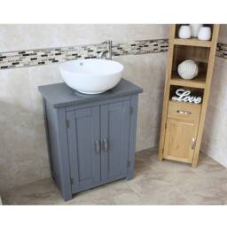 Grey Painted Bathroom Vanity Unit - Quartz Top Marble Basin Choice 310Ggqsbc - thumbnail 3