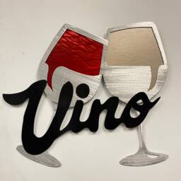 Vino Wine Glass Wall Sculpture Brushed Aluminum Art By Tony Viscardi - thumbnail 2