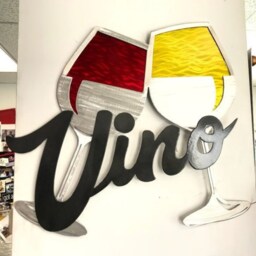Vino Wine Glass Wall Sculpture Brushed Aluminum Art By Tony Viscardi - thumbnail 3
