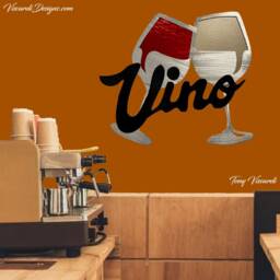 Vino Wine Glass Wall Sculpture Brushed Aluminum Art By Tony Viscardi