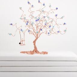Anniversary Tree Sculpture Custom Wire With Combination Of Two Birthstones - thumbnail 3