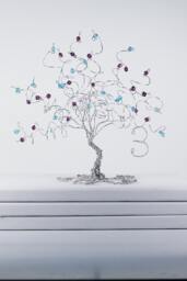Anniversary Tree Sculpture Custom Wire With Combination Of Two Birthstones - thumbnail 1
