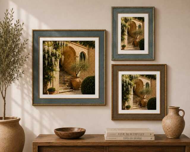 Mediterranean Distressed Traditional Picture Frame With Mount - Gallery Wall Rustic Vintage Style Handmade Photo - image 1