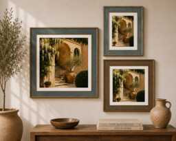 Mediterranean Distressed Traditional Picture Frame With Mount - Gallery Wall Rustic Vintage Style Handmade Photo - thumbnail 1
