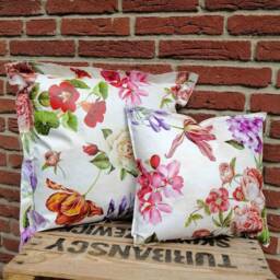 Outdoor Cushion Made Of Oilcloth - Romantic Flowers Garden Cushions - thumbnail 2